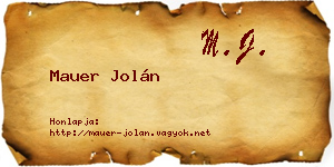 Mauer Jolán névjegykártya